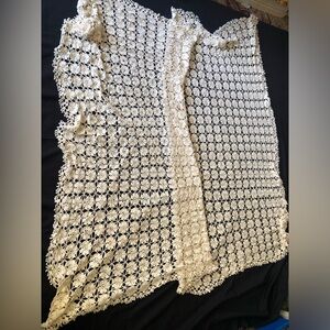 Vintage crochet tablecloth 70x60”